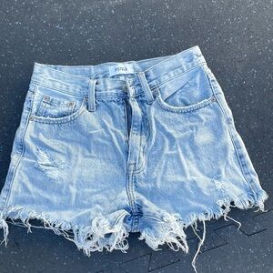 Pistola Faded Blue Frayed Hem Jean Shorts